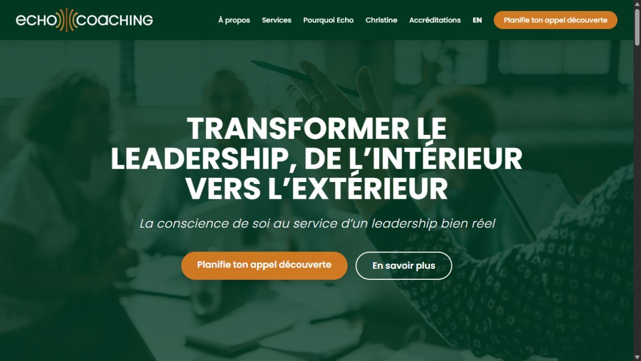 Screenshot of the Echo Coaching website designed by Normandin Systems