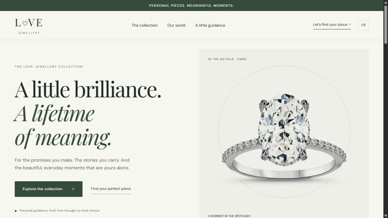 Screenshot of the in-development LOVE Jewellery website designed by Normandin Systems