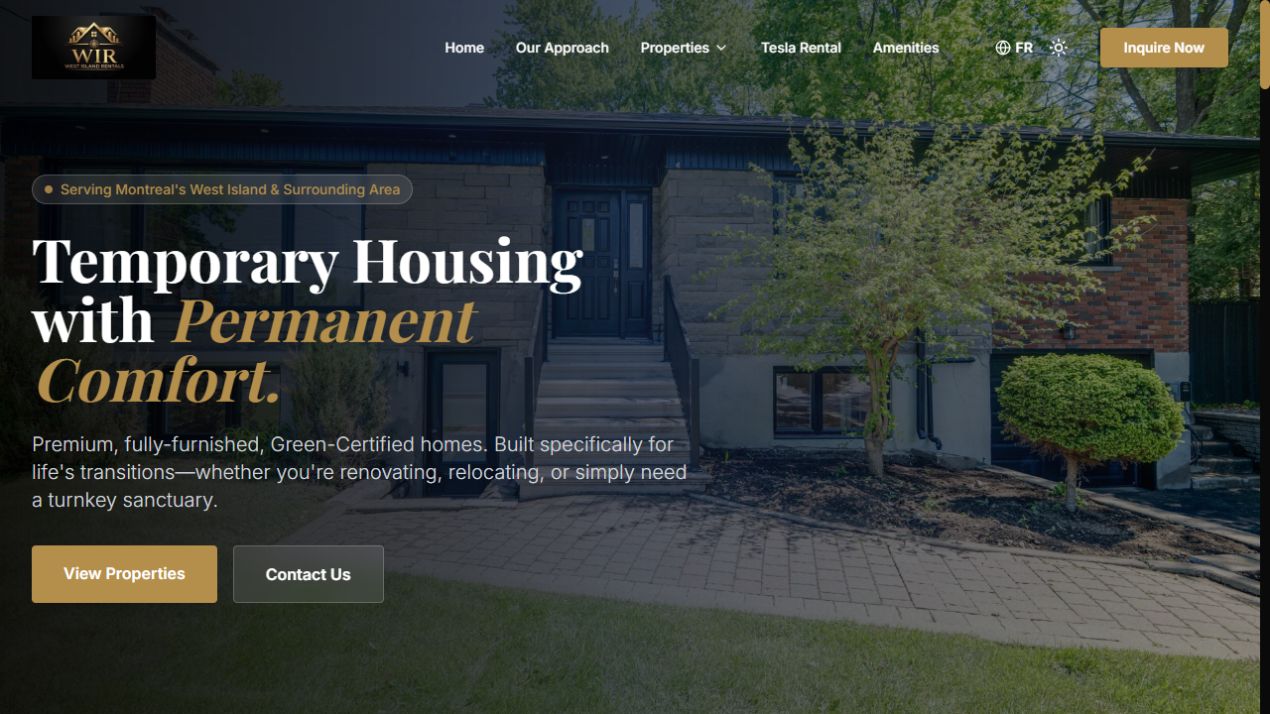 Screenshot of the West Island Rentals website designed by Normandin Systems