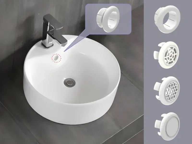 Creator design reference for Sink Overflow Opening Cover — Open Top; included printed parts are specified in the listing.