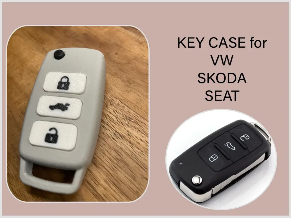 Creator design reference for Key Fob Shell for VW, Skoda and SEAT; included printed parts are specified in the listing.