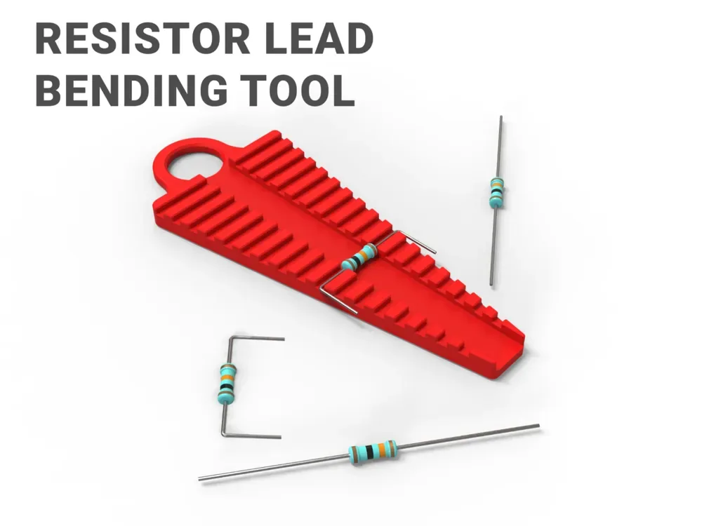 Creator design reference for Resistor Lead Bending Guide — 63 mm Design; included printed parts are specified in the listing.