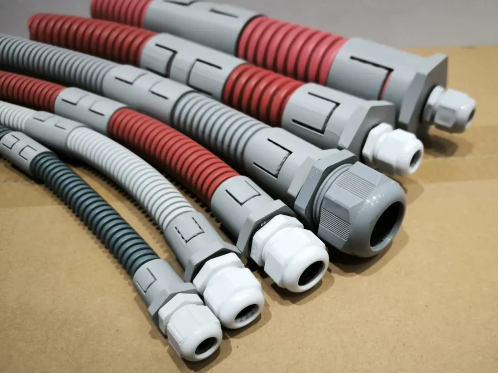 Creator design reference for Flexible Conduit Connector — 16 mm to M16; included printed parts are specified in the listing.
