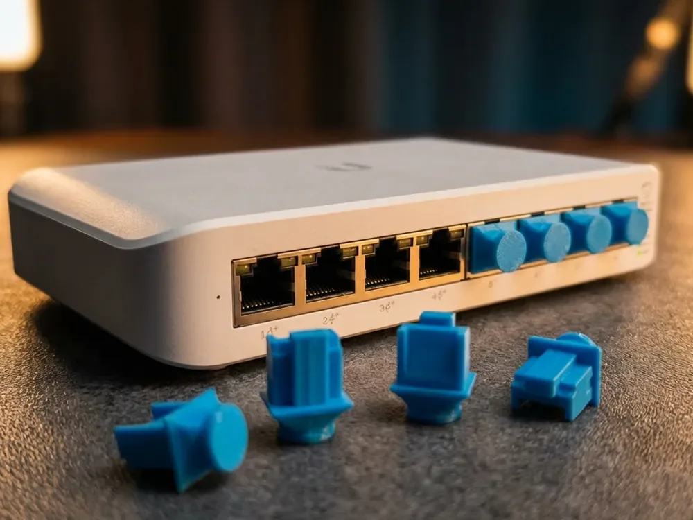 Creator design reference for Ethernet Port Dust Covers — Nine Pack; included printed parts are specified in the listing.