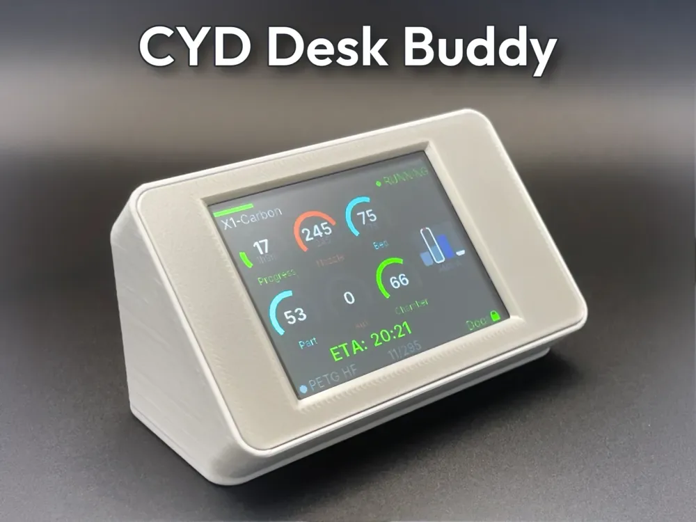 Creator design reference for CYD Desk Display Housing — 45°; included printed parts are specified in the listing.