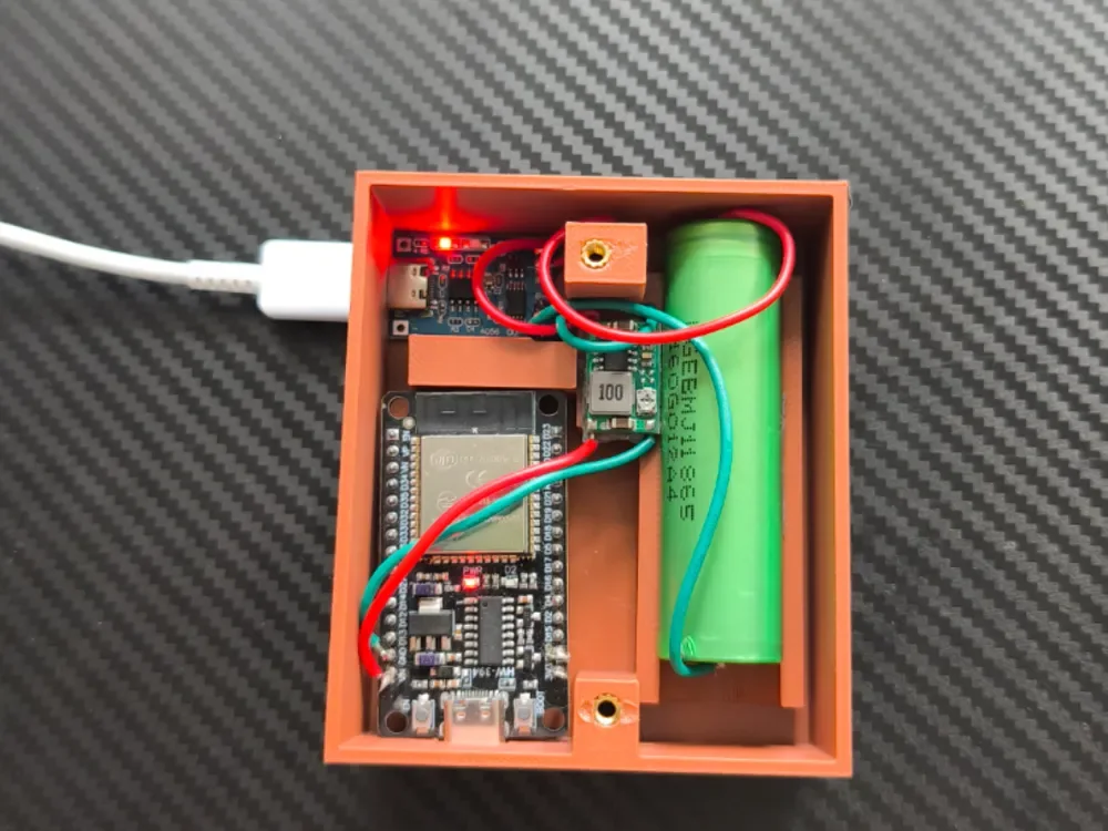 Creator design reference for ESP32 and 18650 Project Box; included printed parts are specified in the listing.