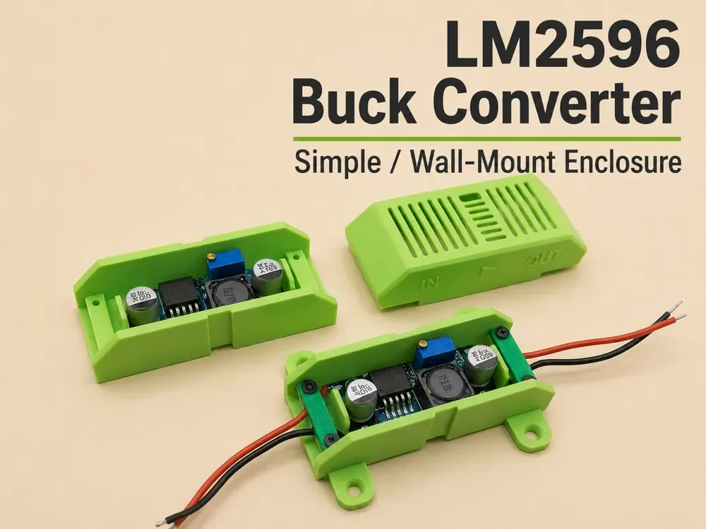 Creator design reference for LM2596 Module Case — Wall Mount; included printed parts are specified in the listing.